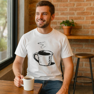 Hand Drawn Coffee Mug Sketch Minimalist T-Shirt