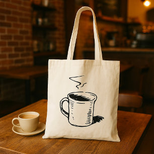Hand Drawn Coffee Mug Sketch Minimalist Tote Bag