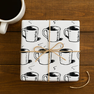 Hand Drawn Coffee Mug Sketch Minimalist Wrapping Paper