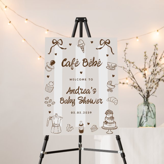 Hand Drawn Coffee Theme Baby Shower Welcome Sign (In Situ (Stand))