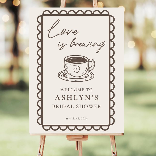 Hand Drawn Coffee Theme Bridal Shower Poster Board (Creator Uploaded)