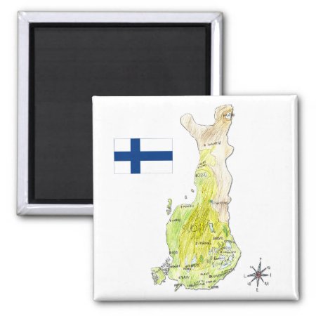 Hand Drawn Color Map Of Finland Magnet