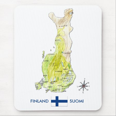 Hand Drawn Color Map Of Finland Mousepad