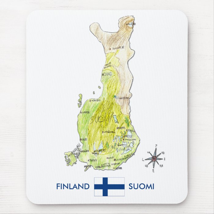 Hand Drawn Color Map of Finland Mousepad