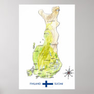 Hand Drawn Color Map Of Finland Poster at Zazzle