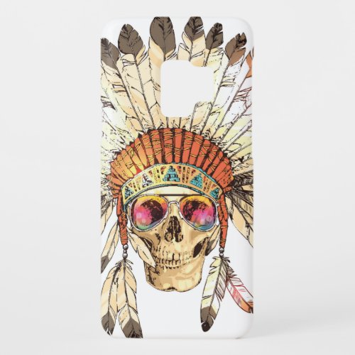 Hand Drawn Color Native American Indian Headdress  Case_Mate Samsung Galaxy S9 Case