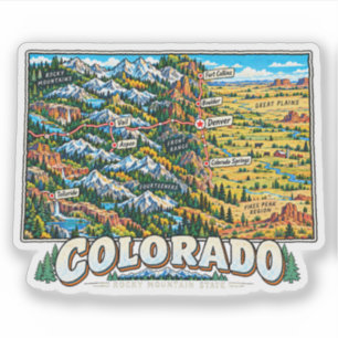 Hand Drawn Colorado Travel Art Landmark Sticker