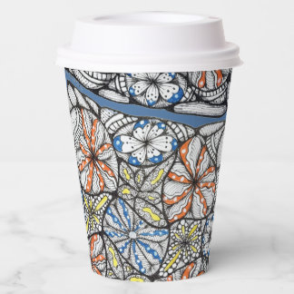 Hand-Drawn Colorful Abstract Floral Doodle Plates Paper Cups