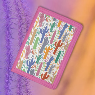 Hand-Drawn Colorful Arizona Saguaro Trifold Wallet