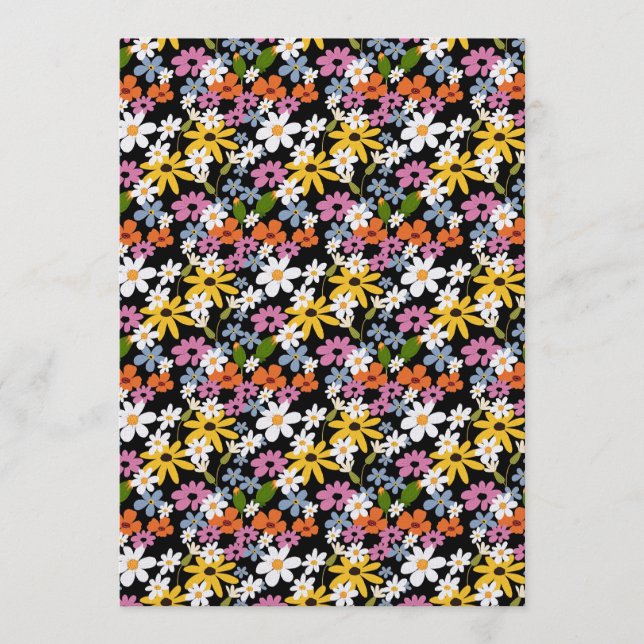 Hand-drawn Colorful Botanical Seamless Pattern Invitation (Front)