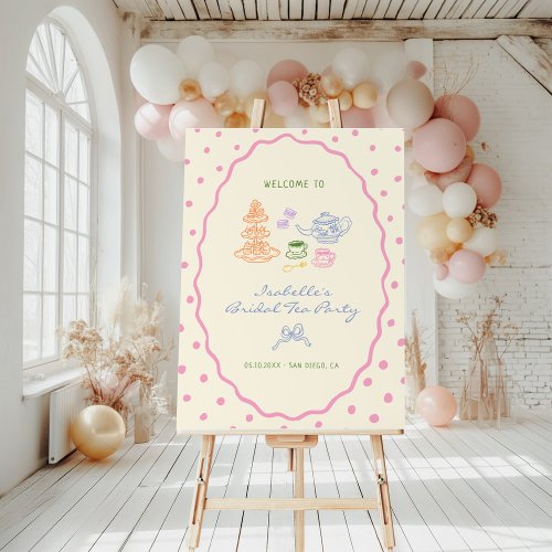 Hand Drawn Colorful Bridal Tea Party Welcome Foam Board