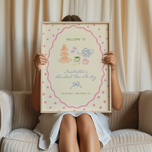Hand Drawn Colorful Bridal Tea Party Welcome Poster (Creator Uploaded)