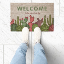 Hand drawn colorful cactus personalized welcome