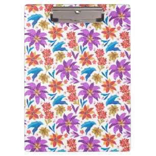 Hand Drawn Colorful Exotic Floral Pattern-70703 Clipboard