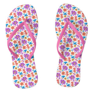 Hand Drawn Colorful Exotic Floral Pattern-70703 Flip Flops