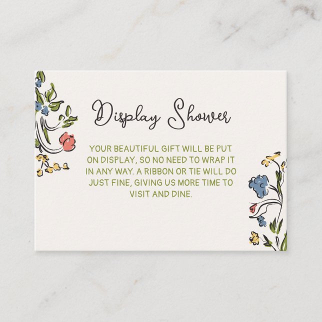Hand Drawn Colorful Floral Bridal Shower Enclosure Card (Front)