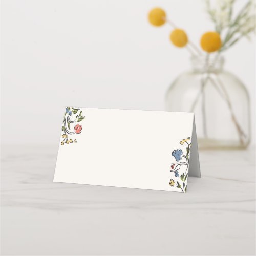 Hand Drawn Colorful Floral Bridal Shower Place Card