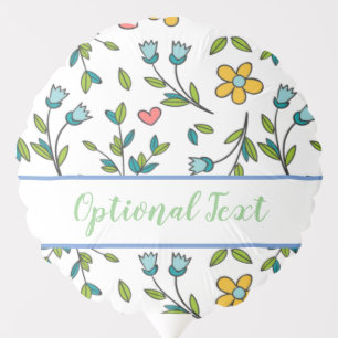 Hand-Drawn Colorful Floral & Hearts Pattern Balloon