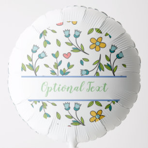 Hand-Drawn Colorful Floral & Hearts Pattern Balloon