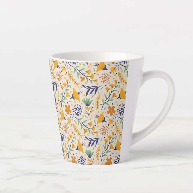 Hand Drawn Colorful Floral Pattern-23595 Latte Mug (Right)