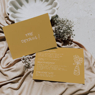 Hand Drawn Colorful Floral Vase Wedding Details Enclosure Card