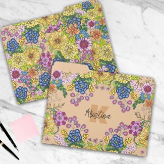 Hand-Drawn Colorful Flowers Name and Initial