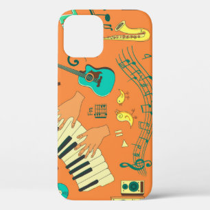 Hand-drawn colorful music pattern iPhone 12 case