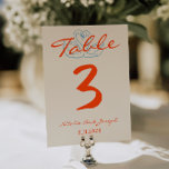Hand Drawn Colorful Orange Wedding Table Number<br><div class="desc">Modern and elegant whimsical bright orange and cream wedding table numbers. As you see it features a fun cream background with orange hand drawn script that matched the whole suite. And hand drawn couple swans shaping a heart.</div>