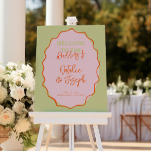 Hand Drawn Colorful Retro Fun Bold Wedding Welcome Foam Board