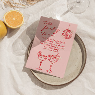 Hand Drawn Colorful Scribble 40th Dinner Birthday Invitation