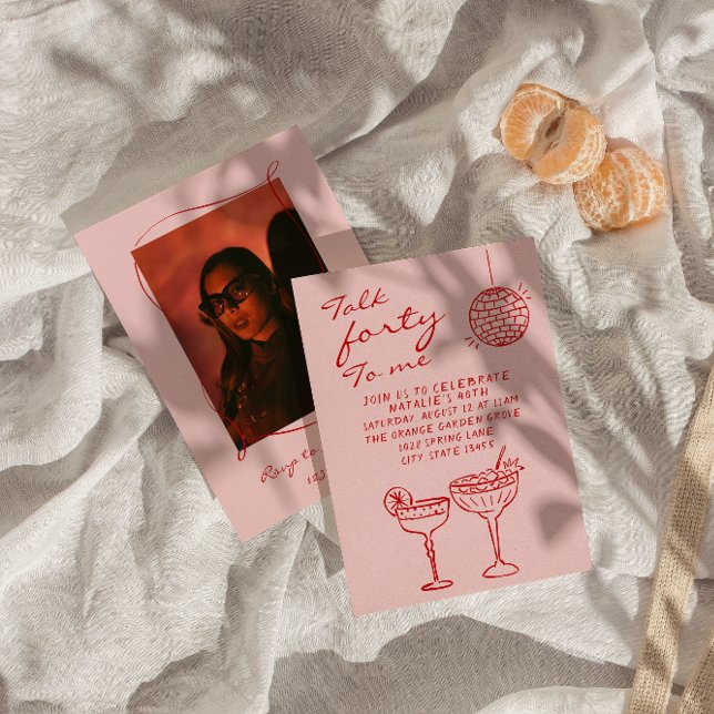 Hand Drawn Colorful Scribble 40th Photo Birthday Invitation (Creator Uploaded)