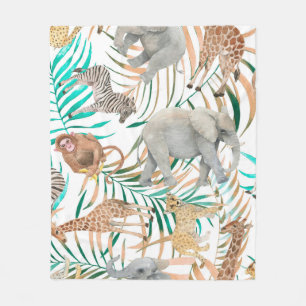 Hand drawn colorful seamless pattern with watercol fleece blanket
