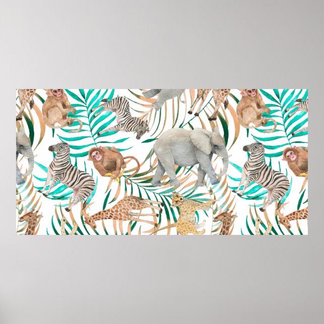 Hand drawn colorful seamless pattern with watercol poster (Front)