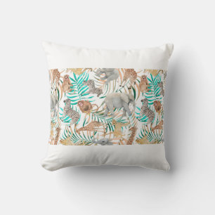 Hand drawn colorful seamless pattern with watercol throw pillow