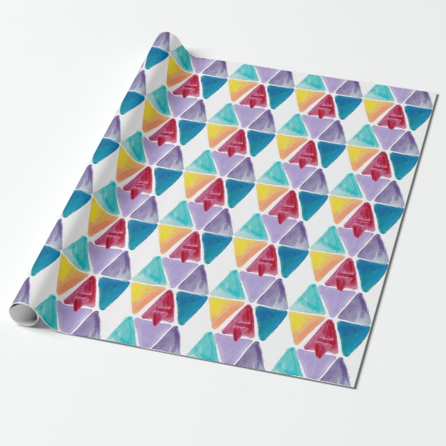 Hand drawn colorful triangles pattern wrapping paper (Unrolled)