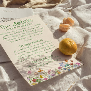 Hand Drawn Colorful Wildflower Wedding Details  Enclosure Card