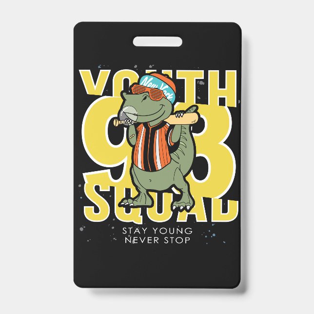 hand drawn cool dinosaur vector design (2) badge (Front)