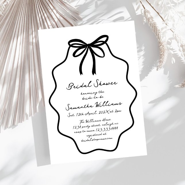 Hand Drawn Coquette Bow Bridal Shower Invitation (Creator Uploaded)