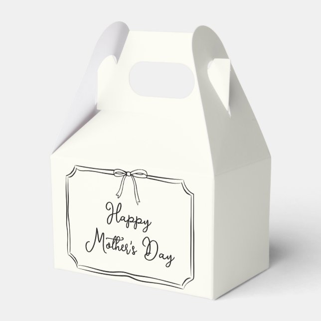 Hand Drawn Coquette Bow Happy Mother's Day Gift Favor Boxes (Front Side)