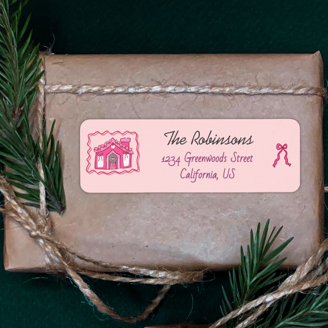 Hand Drawn coquette doodle pink christmas Label (Creator Uploaded)