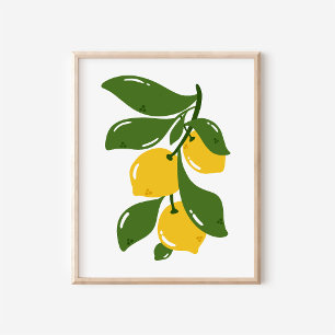 Hand-Drawn Coquette Lemon Branch Kitchen Art Poster