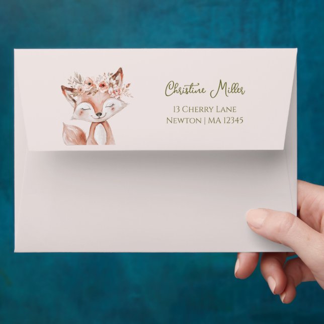 Hand Drawn Coquette Ribbon Woodland Baby Shower  Envelope (Hand)