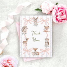 Hand Drawn Coquette Ribbon Woodland Baby Shower 