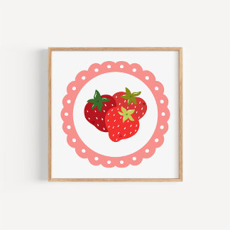 Hand-Drawn Coquette Strawberry Art Print