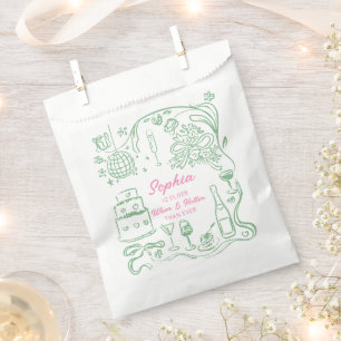 Hand Drawn Coquette Wiser and Hotter Birthday Favor Bag