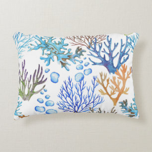 Hand-drawn corals: underwater sea pattern. accent pillow