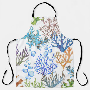 Hand-drawn corals: underwater sea pattern. apron