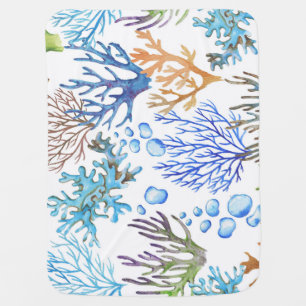 Hand-drawn corals: underwater sea pattern. baby blanket