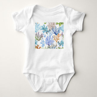 Hand-drawn corals: underwater sea pattern. baby bodysuit