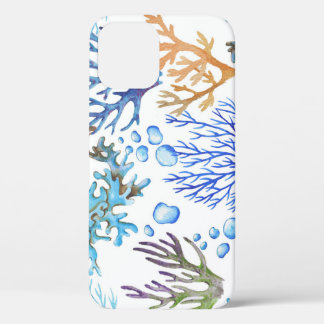 Hand-drawn corals: underwater sea pattern. iPhone 12 case